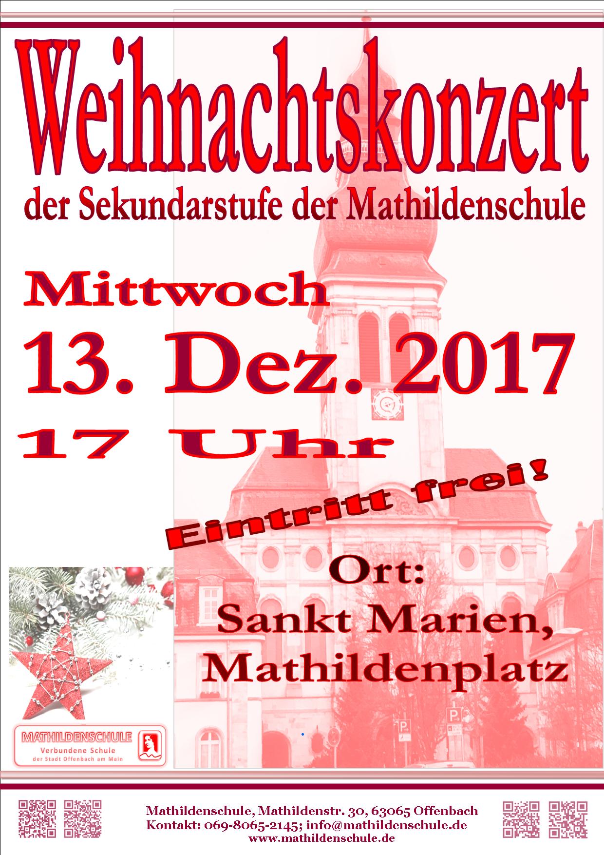 Weihnachtskonzert der Mathildenschule in der Marienkirche 2017 